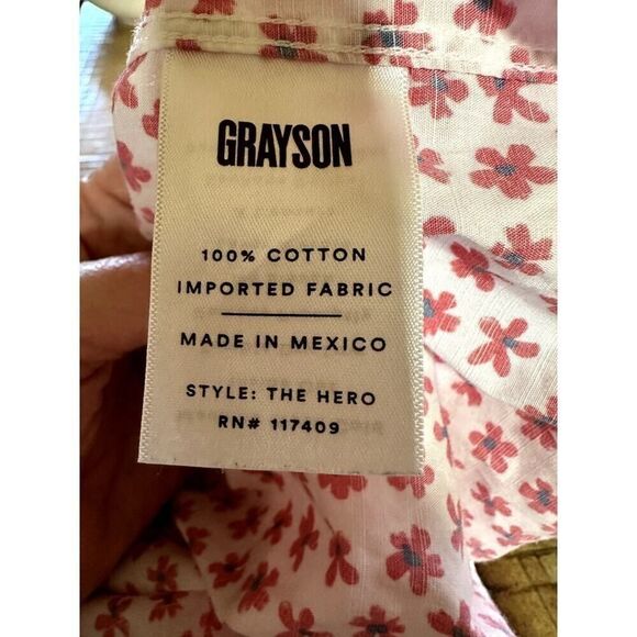 GRAYSON Women's The Hero Cotton Floral Button Down Shirt Red Size 01/XS/0-2 - Picture 10 of 12